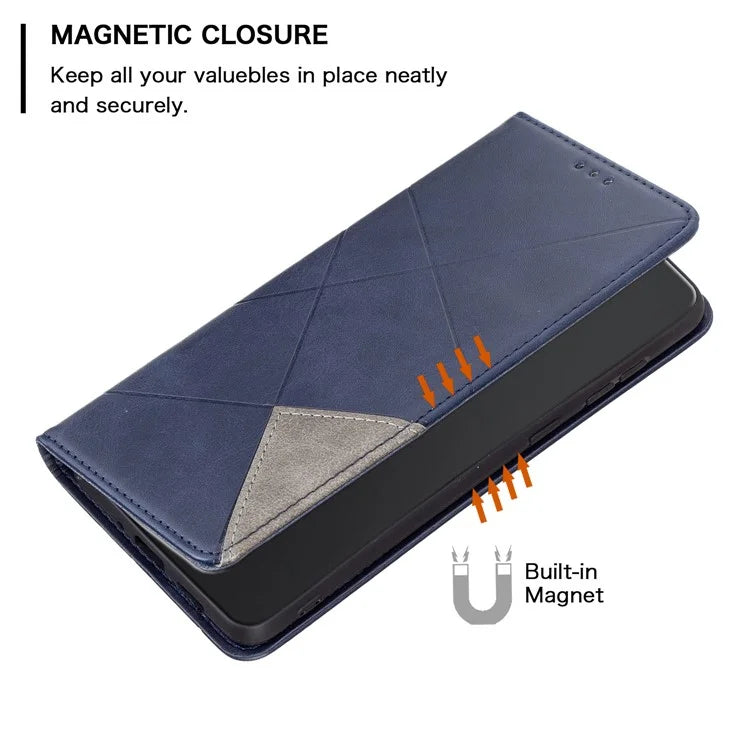 For Xiaomi Redmi 14C 4G Case Card Slots Geometry Imprint Leather Phone Cover