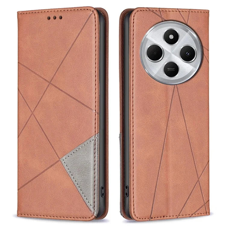For Xiaomi Redmi 14C 4G Case Card Slots Geometry Imprint Leather Phone Cover