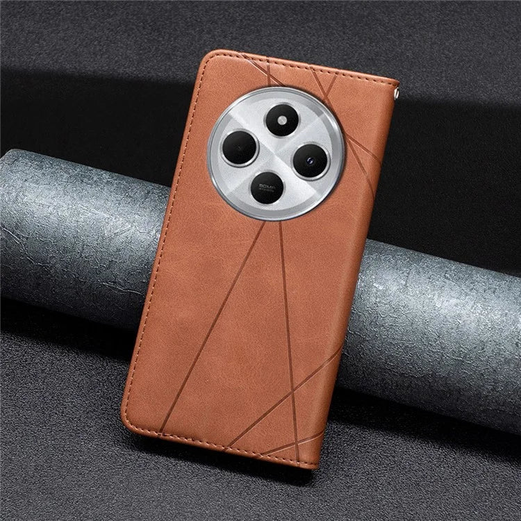 For Xiaomi Redmi 14C 4G Case Card Slots Geometry Imprint Leather Phone Cover