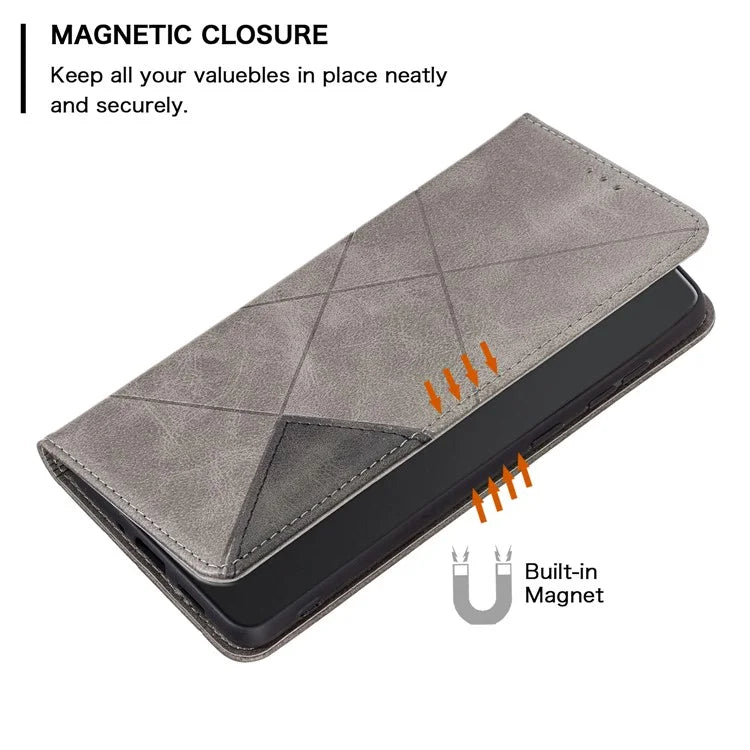 For Xiaomi Redmi 14C 4G Case Card Slots Geometry Imprint Leather Phone Cover