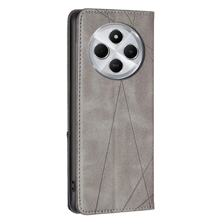 For Xiaomi Redmi 14C 4G Case Card Slots Geometry Imprint Leather Phone Cover