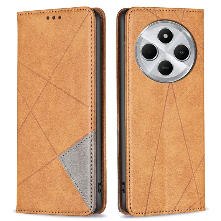 For Xiaomi Redmi 14C 4G Case Card Slots Geometry Imprint Leather Phone Cover