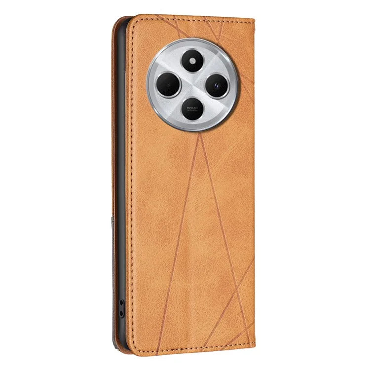 For Xiaomi Redmi 14C 4G Case Card Slots Geometry Imprint Leather Phone Cover
