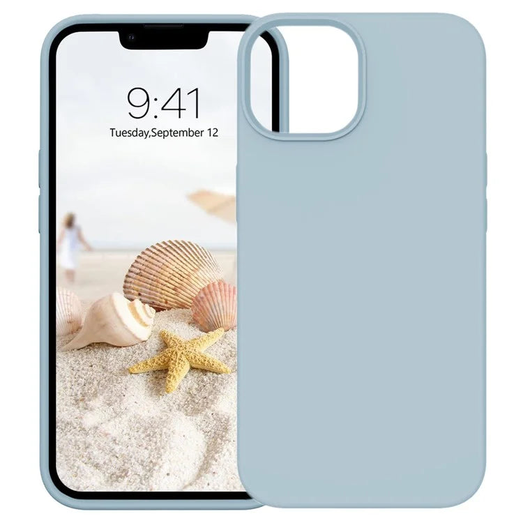KALEBOL KLB-YTGJ001 For iPhone 13 Case Solid Color Liquid Silicone+PC Phone Cover