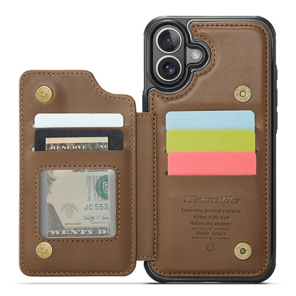 CASEME C22 Series For iPhone 16 Case Leather+TPU Cover RFID Blocking Card Slots