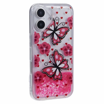 For iPhone 16 Plus Case Floating Quicksand Pattern Soft TPU Back Cover