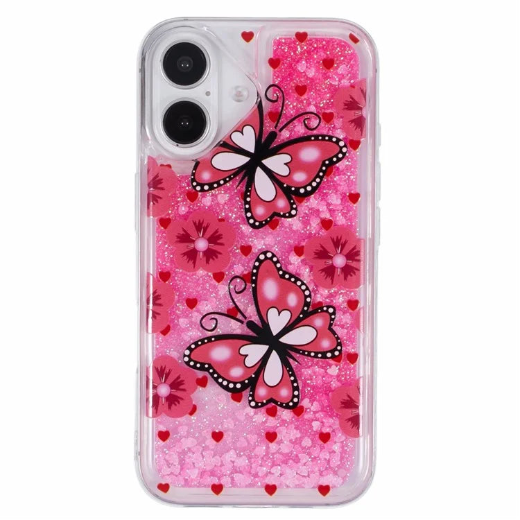 For iPhone 16 Plus Case Floating Quicksand Pattern Soft TPU Back Cover