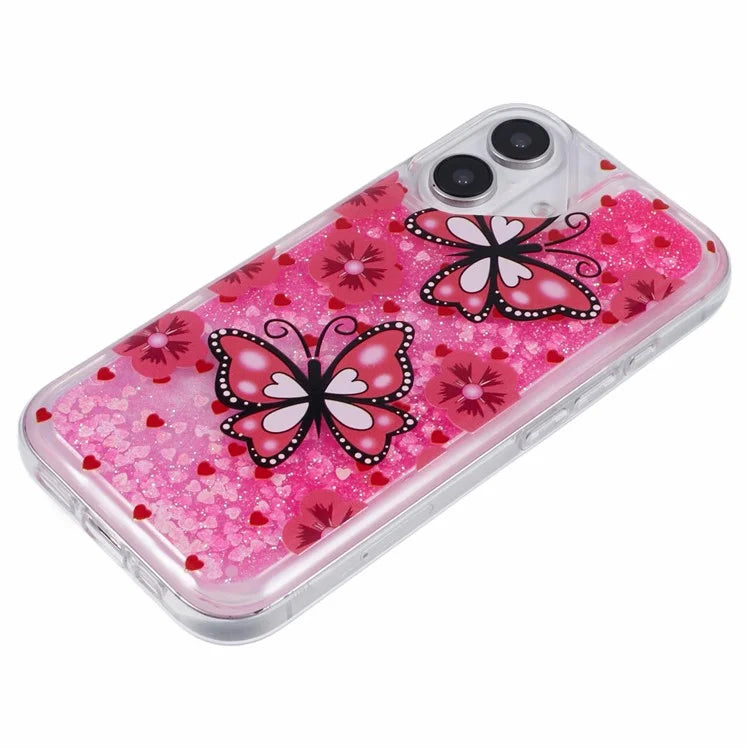 For iPhone 16 Plus Case Floating Quicksand Pattern Soft TPU Back Cover