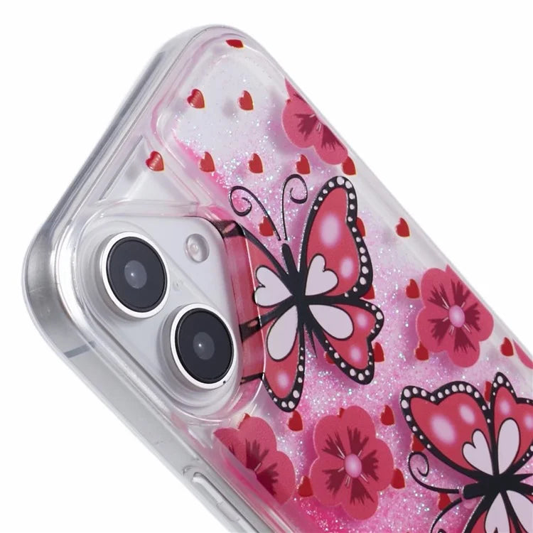For iPhone 16 Plus Case Floating Quicksand Pattern Soft TPU Back Cover