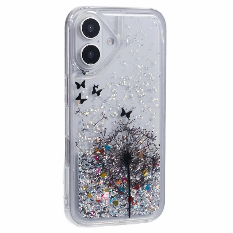 For iPhone 16 Plus Case Floating Quicksand Pattern Soft TPU Back Cover