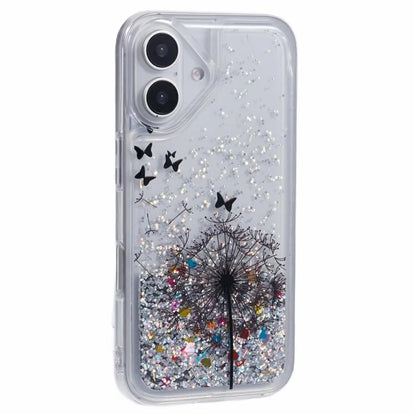For iPhone 16 Plus Case Floating Quicksand Pattern Soft TPU Back Cover
