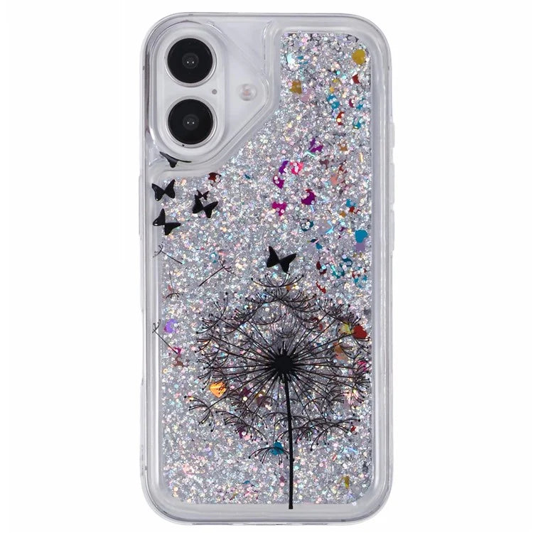 For iPhone 16 Plus Case Floating Quicksand Pattern Soft TPU Back Cover