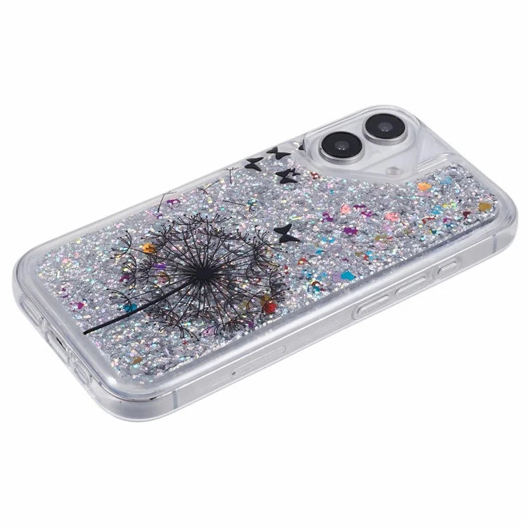 For iPhone 16 Plus Case Floating Quicksand Pattern Soft TPU Back Cover