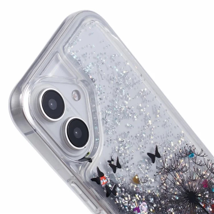 For iPhone 16 Plus Case Floating Quicksand Pattern Soft TPU Back Cover