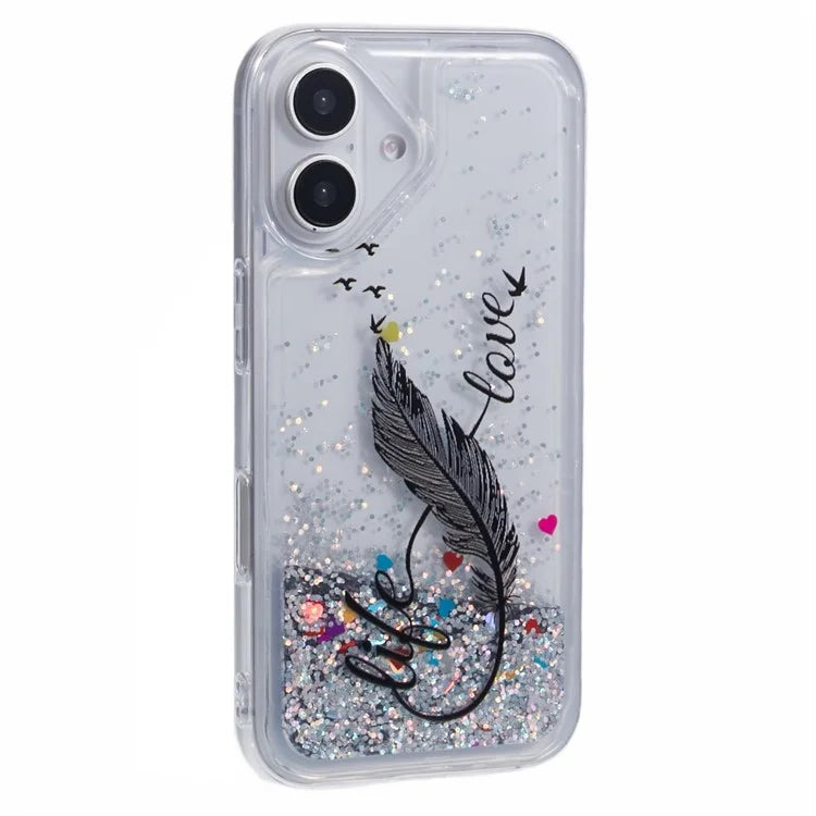 For iPhone 16 Plus Case Floating Quicksand Pattern Soft TPU Back Cover