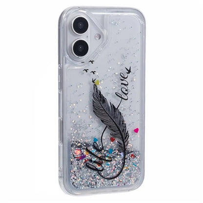 For iPhone 16 Plus Case Floating Quicksand Pattern Soft TPU Back Cover