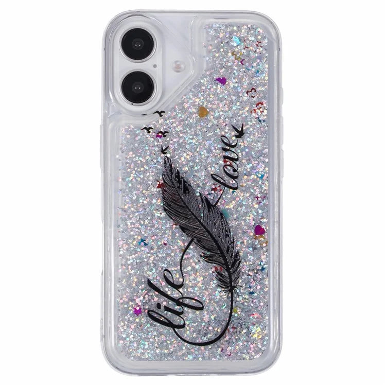 For iPhone 16 Plus Case Floating Quicksand Pattern Soft TPU Back Cover