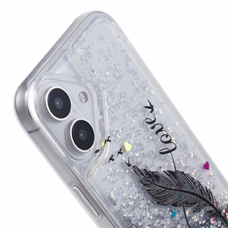 For iPhone 16 Plus Case Floating Quicksand Pattern Soft TPU Back Cover