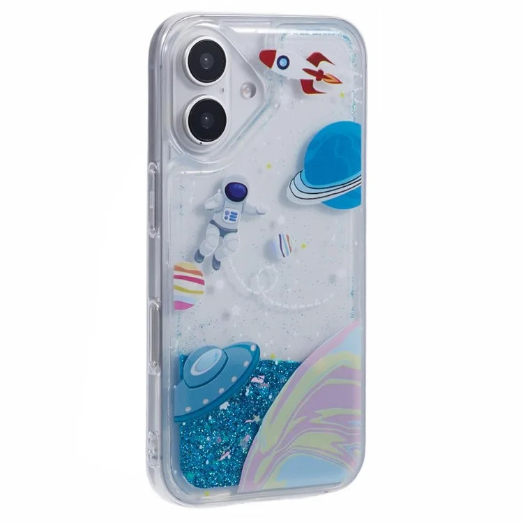 For iPhone 16 Plus Case Floating Quicksand Pattern Soft TPU Back Cover