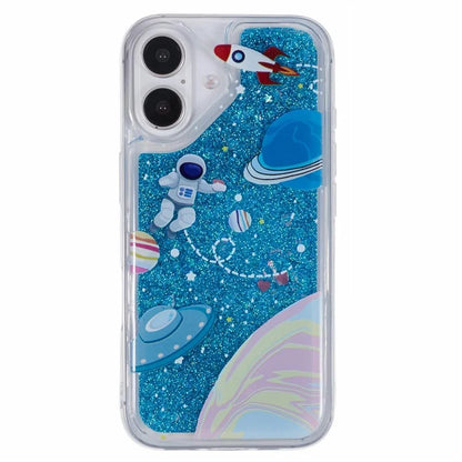 For iPhone 16 Plus Case Floating Quicksand Pattern Soft TPU Back Cover
