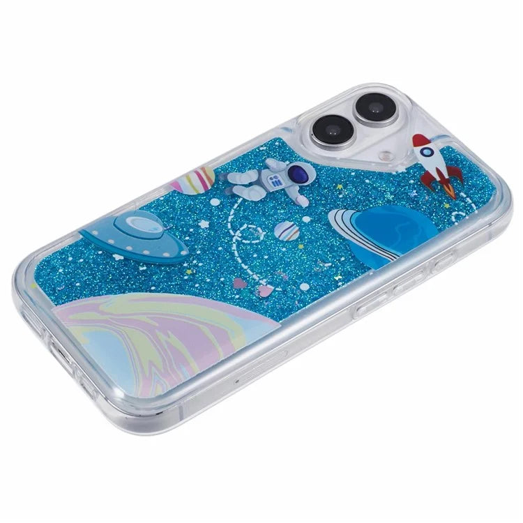 For iPhone 16 Plus Case Floating Quicksand Pattern Soft TPU Back Cover
