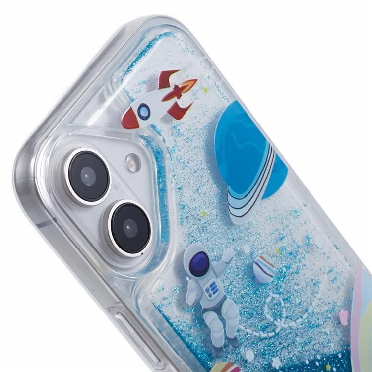 For iPhone 16 Plus Case Floating Quicksand Pattern Soft TPU Back Cover