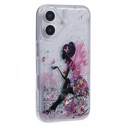 For iPhone 16 Plus Case Floating Quicksand Pattern Soft TPU Back Cover