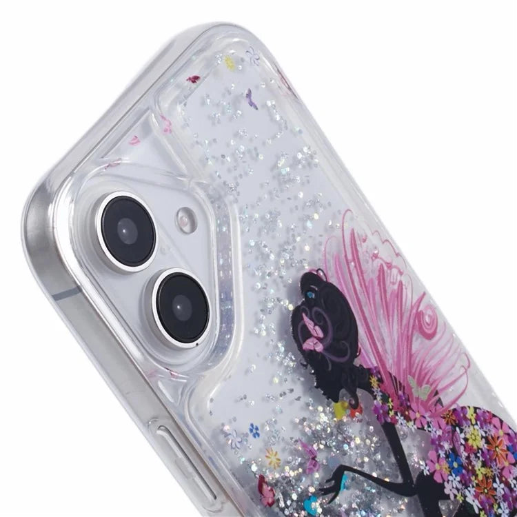 For iPhone 16 Plus Case Floating Quicksand Pattern Soft TPU Back Cover