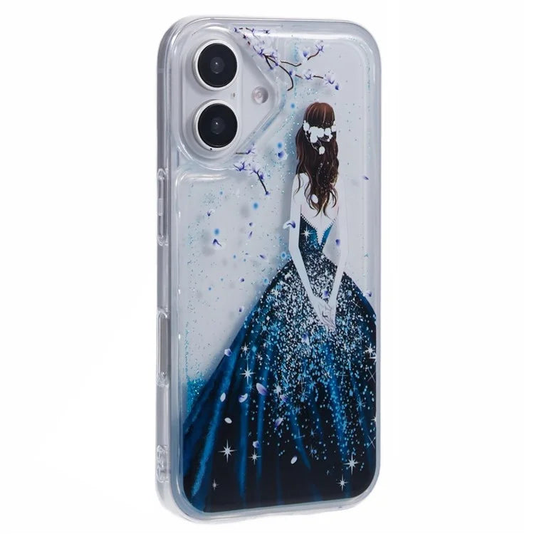For iPhone 16 Plus Case Floating Quicksand Pattern Soft TPU Back Cover