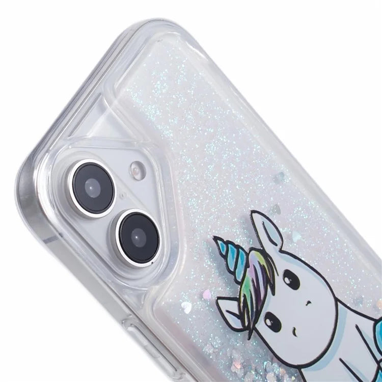 For iPhone 16 Plus Case Floating Quicksand Pattern Soft TPU Back Cover