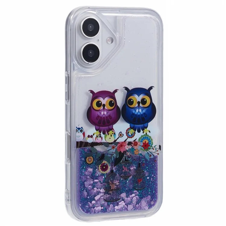 For iPhone 16 Plus Case Floating Quicksand Pattern Soft TPU Back Cover