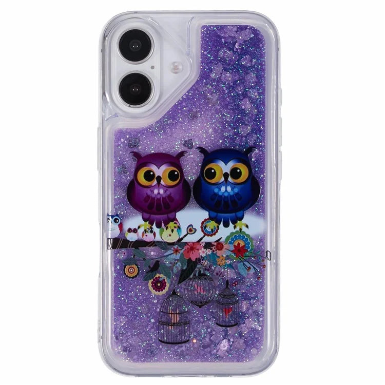 For iPhone 16 Plus Case Floating Quicksand Pattern Soft TPU Back Cover