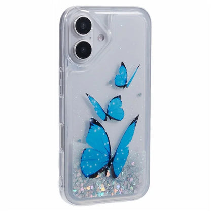 For iPhone 16 Plus Case Floating Quicksand Pattern Soft TPU Back Cover