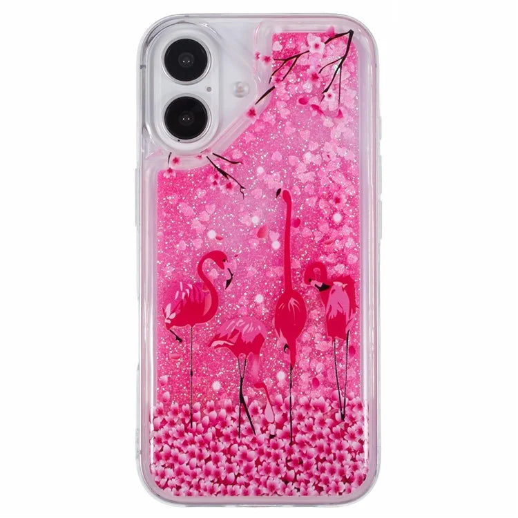 For iPhone 16 Plus Case Floating Quicksand Pattern Soft TPU Back Cover