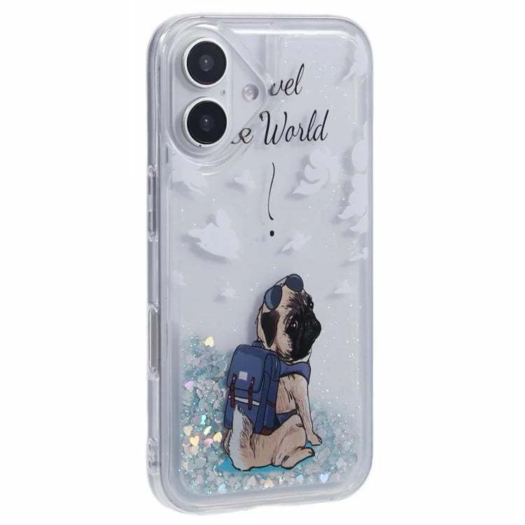 For iPhone 16 Plus Case Floating Quicksand Pattern Soft TPU Back Cover