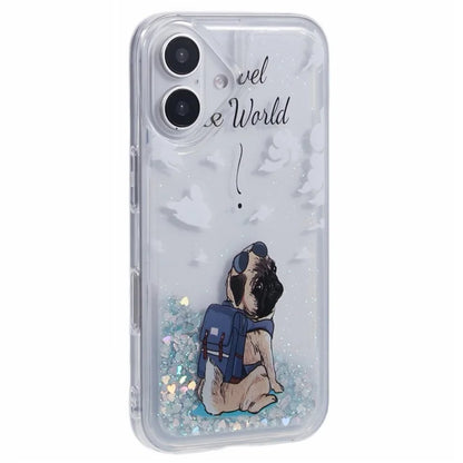For iPhone 16 Plus Case Floating Quicksand Pattern Soft TPU Back Cover