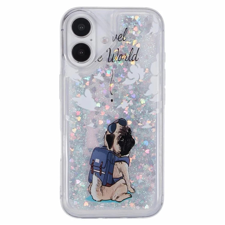 For iPhone 16 Plus Case Floating Quicksand Pattern Soft TPU Back Cover