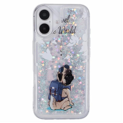 For iPhone 16 Plus Case Floating Quicksand Pattern Soft TPU Back Cover