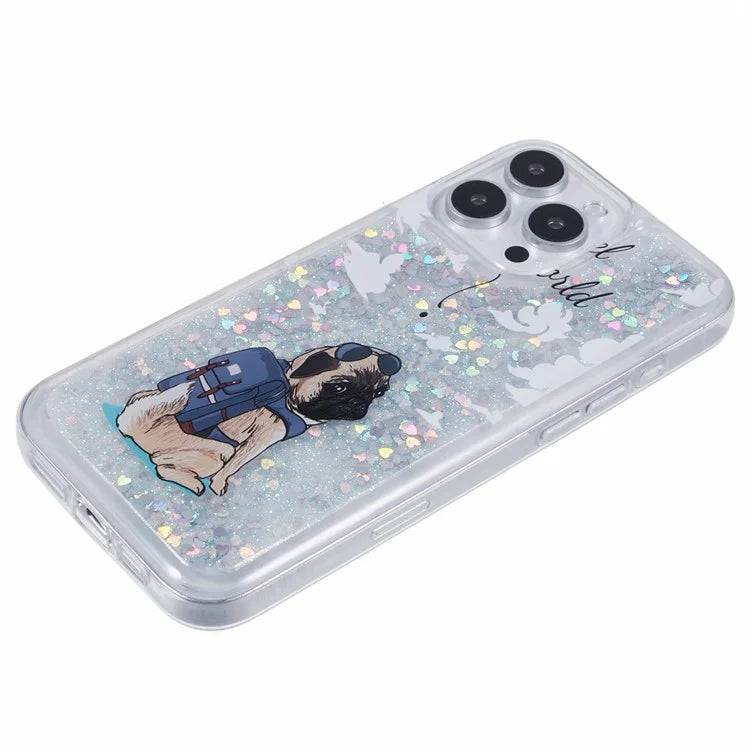 For iPhone 16 Pro Max Case Floating Quicksand Pattern Soft TPU Back Cover
