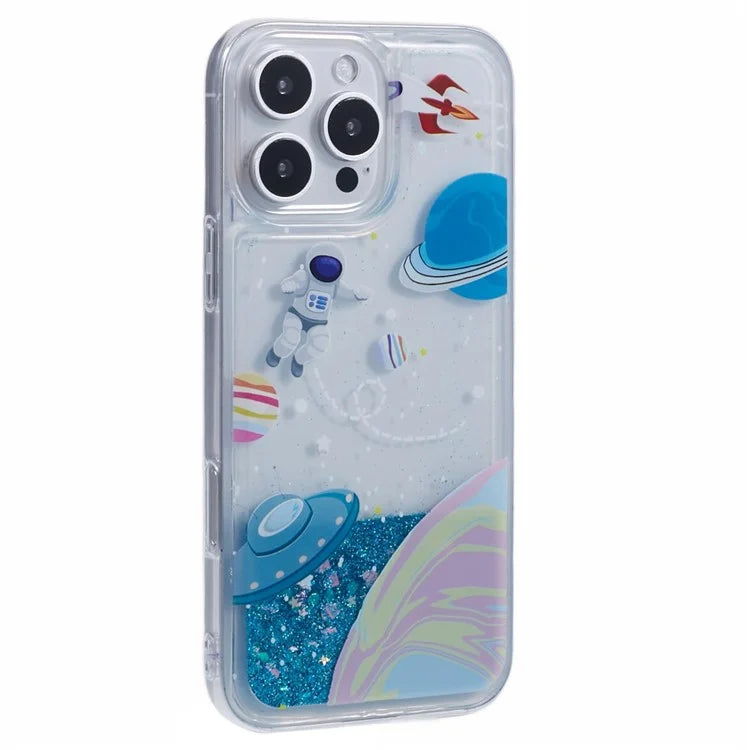 For iPhone 16 Pro Max Case Floating Quicksand Pattern Soft TPU Back Cover
