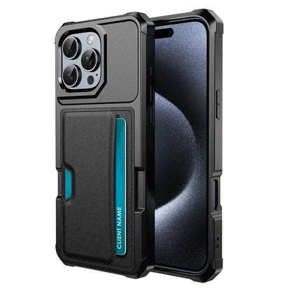 For iPhone 16 Pro Case Card Slot Leather+TPU Defender Phone Cover