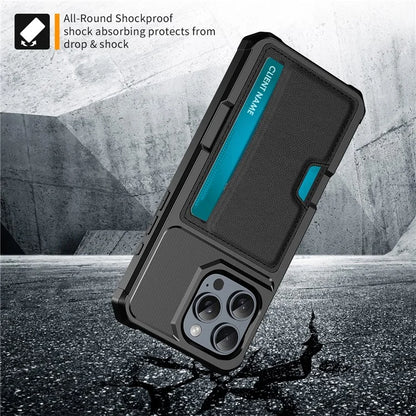 For iPhone 16 Pro Case Card Slot Leather+TPU Defender Phone Cover