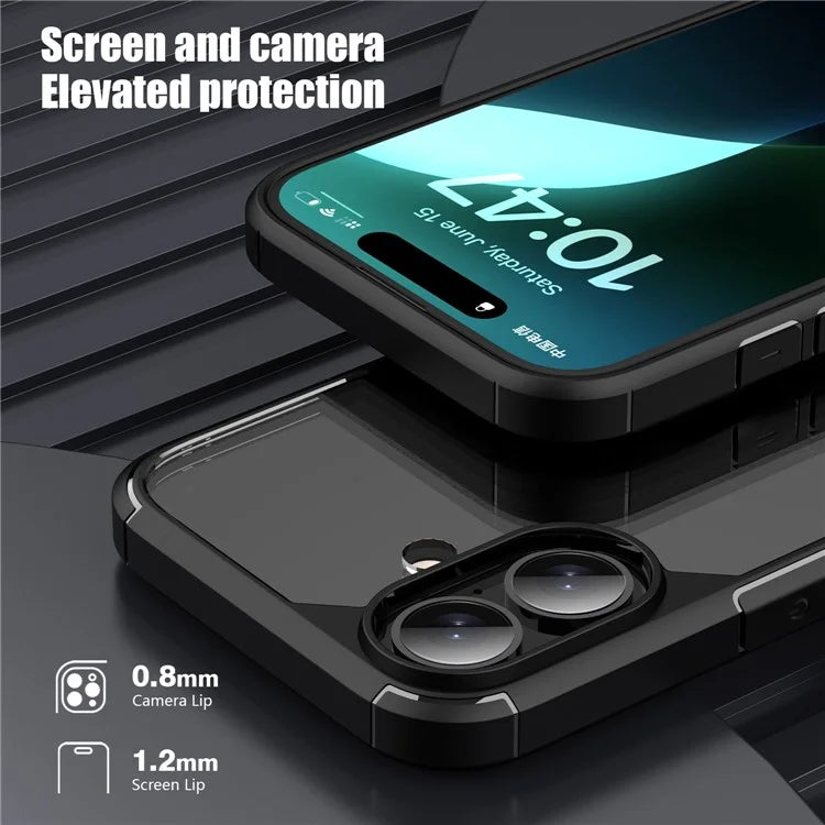 Defense Armor Series for iPhone 16 Case Anti-Scratch TPU+PC Clear Back Shell