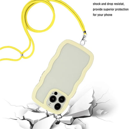 For iPhone 16 Pro Case Wavy Edge Design PC + TPU Shockproof Phone Cover with Adjustable Lanyard