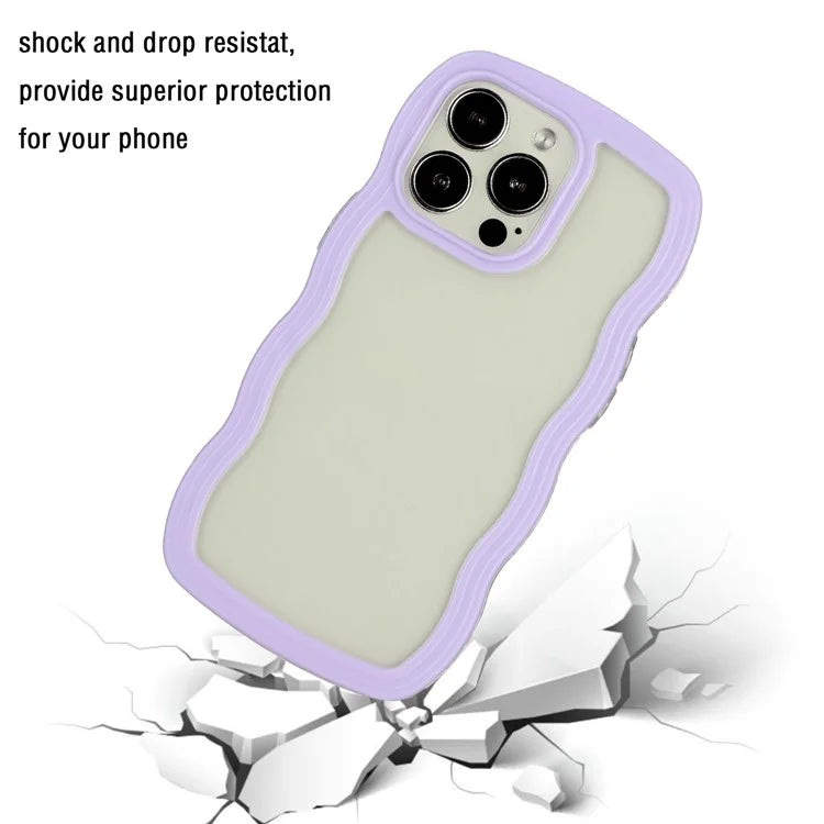 For iPhone 16 Pro Max Case Wavy Edge Design PC + TPU Shockproof Phone Cover