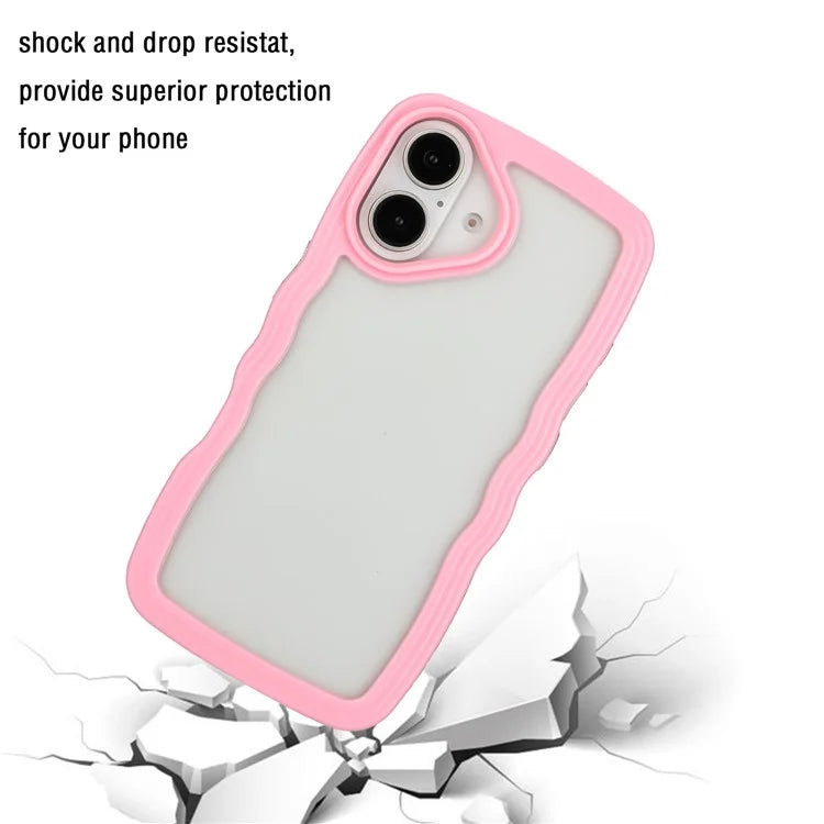 For iPhone 16 Case Wavy Edge Design PC + TPU Shockproof Phone Cover