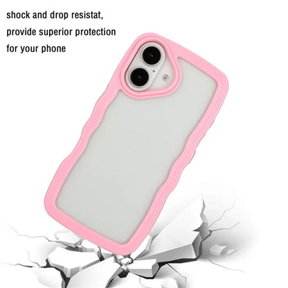 For iPhone 16 Case Wavy Edge Design PC + TPU Shockproof Phone Cover