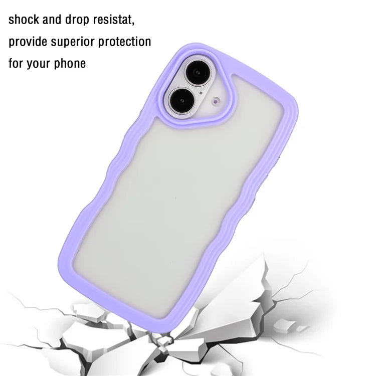 For iPhone 16 Case Wavy Edge Design PC + TPU Shockproof Phone Cover