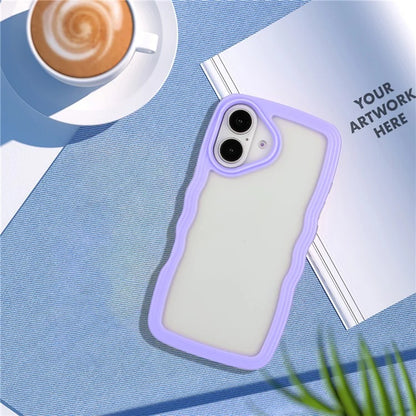 For iPhone 16 Case Wavy Edge Design PC + TPU Shockproof Phone Cover