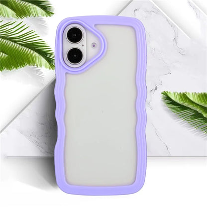 For iPhone 16 Case Wavy Edge Design PC + TPU Shockproof Phone Cover